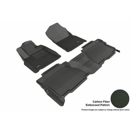 3D MAXpider 2007-2011 Toyota Tundra CrewMax Front & Second Row Set All Weather Floor Liners in Black with Carbon Fiber