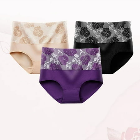 FUNUONY Big Sale!! 2025 Trendy Panties for Women Soft Tummy Control Underwear Cheeky High Cut Stretch Ladies Briefs 3 Pack Mixed Color Cotton High Waisted Soft Comfortable Underwear Pp2 L