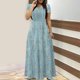 thumbnail image 5 of Vestido de Verano para las Mujeres Gradiente Impreso Cuello en V Manga Corta de la Longitud Del Tobillo Vestido, Vestido Corto de Verano, 5 of 5