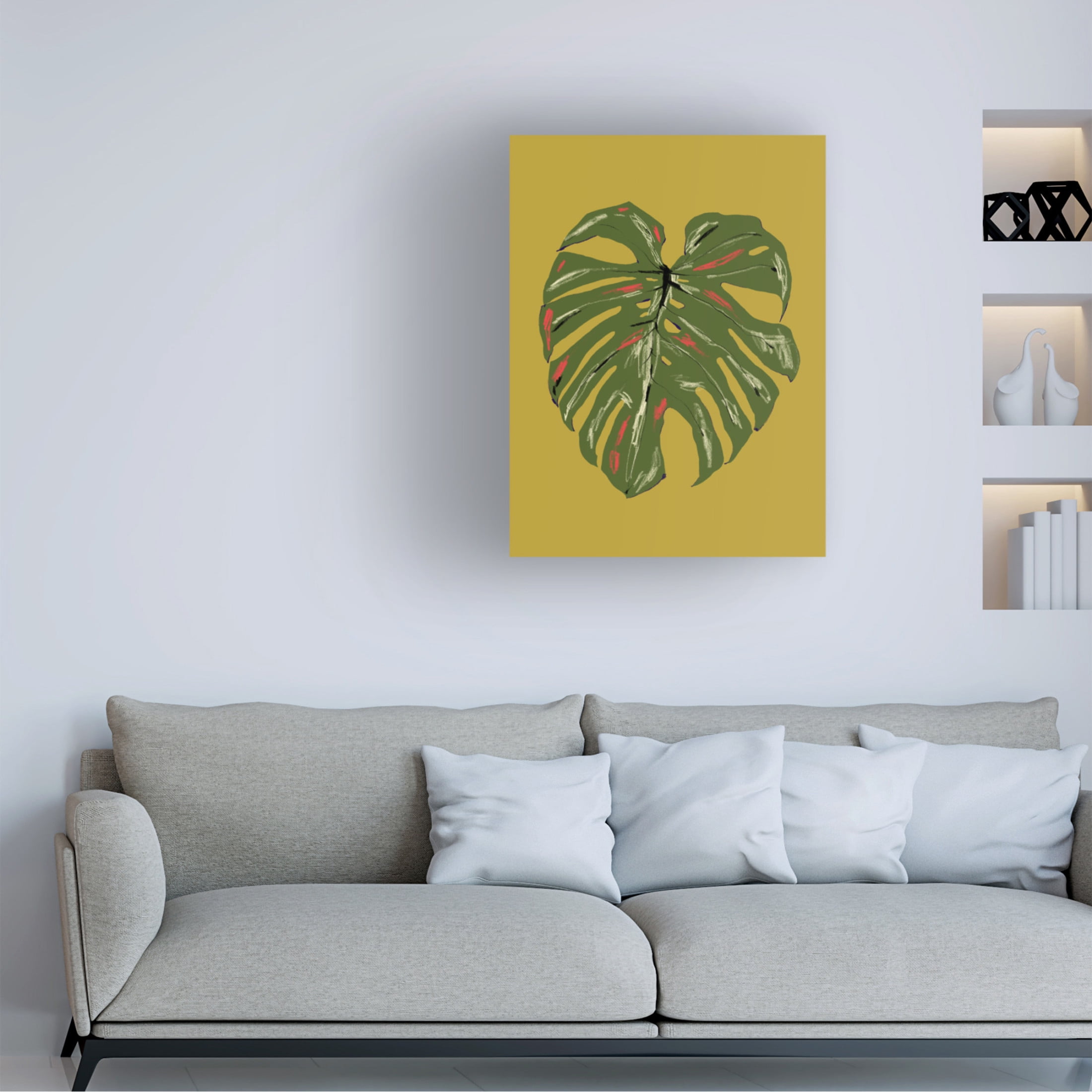 Trademark Fine Art Francesco Gulina  Monstera Leaf Green Canvas Wall Art