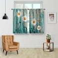 thumbnail image 2 of Flower Daisy Wood Kitchen Curtains - Wooden Rustic Retro Floral Farmhouse Spring Butterfly Plant Farm Short Cafe Tier Curtains Decor Rod Pocket Window Drapes 24 Inch Length 2 Panels 28"x24", 2 of 5