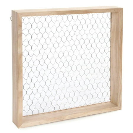 - Chicken Wire Shadowbox - Unfinished - Wood - 12 x 12 x 1.125 inches