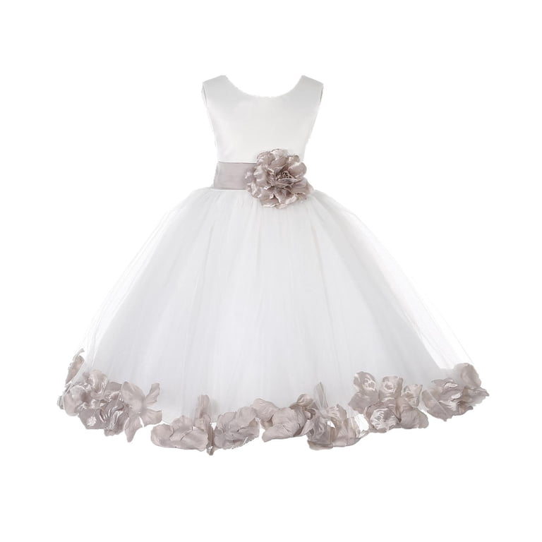 Ekidsbridal Satin Ivory Biscotti Tulle Petal Christmas Bridesmaid Recital  Easter Holiday Wedding Pageant Communion Princess Birthday Clothing Baptism  302T size 12-18 month Flower Girl Dress - Walmart.com