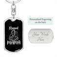 thumbnail image 2 of Blessed Mama and Baby  Mom Stainless Steel or 18k Gold Premium Swivel Dog Tag Keychain, 2 of 16