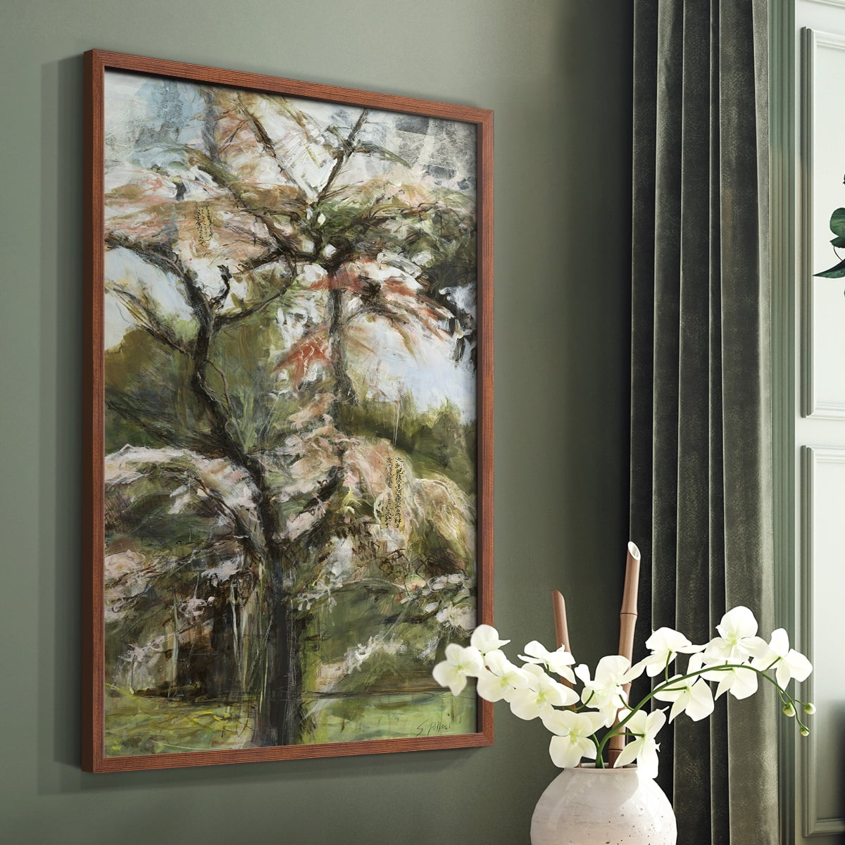 Haven Framed Print in Brown Solid Wood Framed Print No Nail Hanging