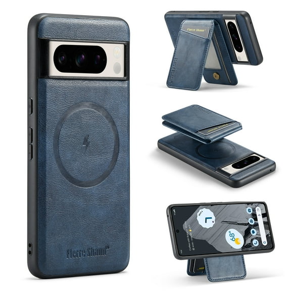 Allytechgroup Google Pixel 9 Pro Wallet Case with Card Holder, PU Leather Shockproof Magnetic Cover Case Compatible with Magsafe Wireless Charging Phone Case for Google Pixel 9 Pro, Blue