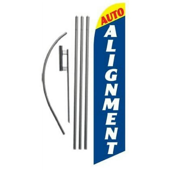Auto Alignment 15ft Feather Banner Swooper Flag Kit - INCLUDES 15FT POLE KIT w/GROUND SPIKE