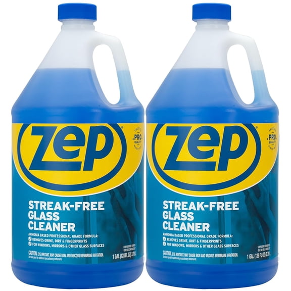Streak-Free Glass Cleaner - 1 Gallon - (Case of 2) ZU1120128 - Leaves windows and mirrors crystal clear