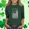 thumbnail image 2 of Girls St Patricks Day Shirt with USA Flag & Shamrocks, Soft Long Sleeve Graphic Tee for Kids Kids to Teens,Size 7-8T, 2 of 5