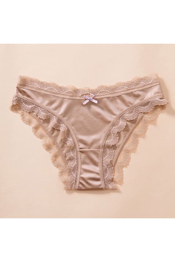 Low Waist Briefs for Women with Lace Stitching and Cotton Crotch, Seamless One-Piece Design, Everyday Underwear in Black