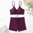 thumbnail image 2 of Womens Swimsuits Trendy Print Spaghetti Strap Drawstrings Separates Bikinis Red Women's Swimwear L, 2 of 5
