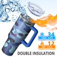 thumbnail image 4 of Camouflage 40oz Tumbler– Stainless Steel Insulated Tumbler with Handle and Straw, Large Capacity Travel Cup for Hot & Cold Drinks, 4 of 6