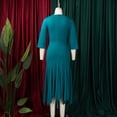 thumbnail image 5 of AURA Plus Size Asymmetrical Neck Bodycon Midi Dress High Waist Fishtail Hem 3 4 Sleeve Elegant Office Dress, 5 of 10