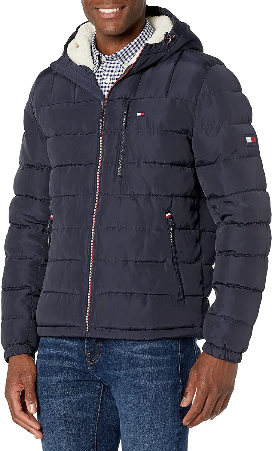 Tommy Hilfiger Mens Midweight Sherpa Lined Hooded Water Resistant ...