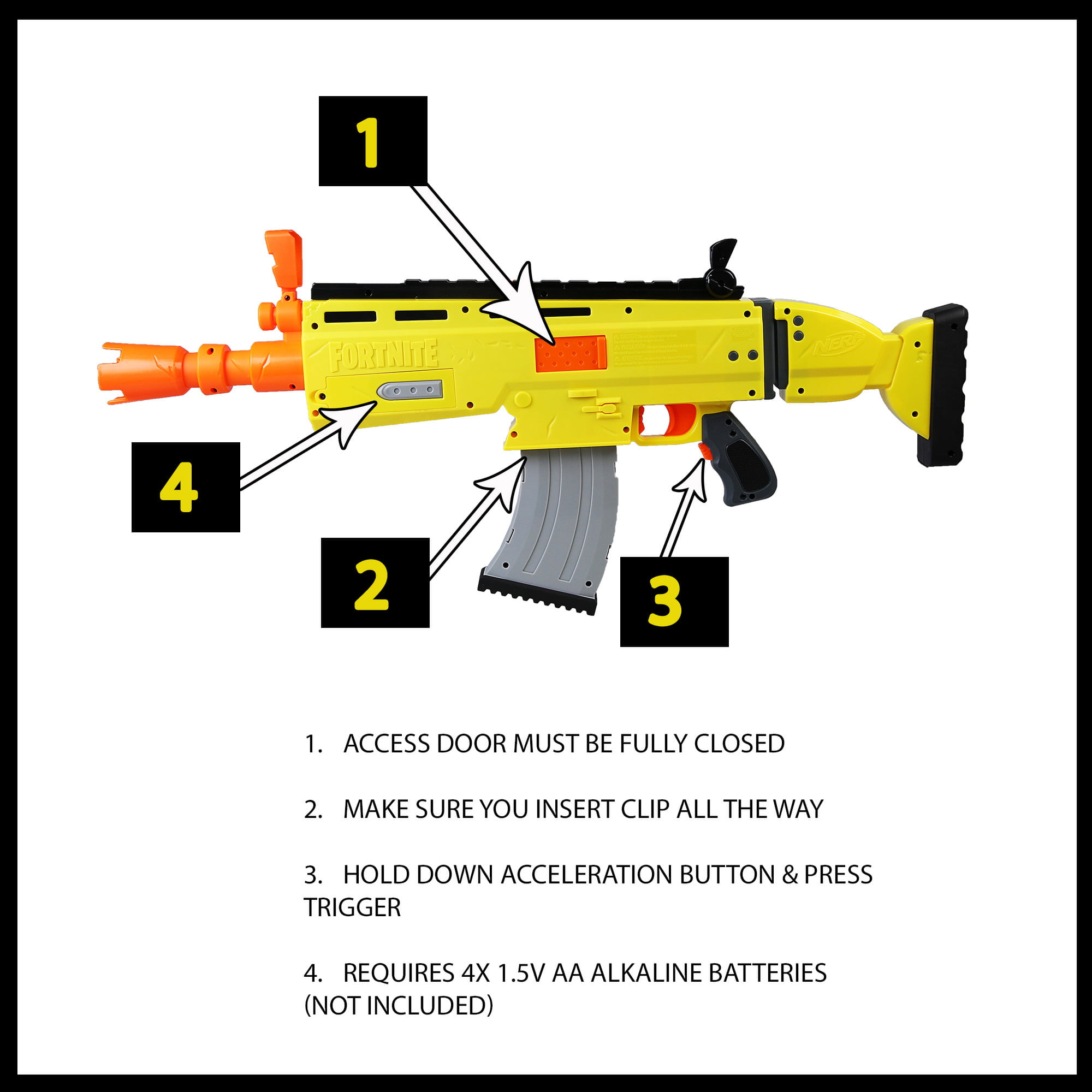 Fortnite Nerf Dart Blaster Gun AR-L Elite Motorized 10-Dart Blasting Kids Toys 