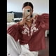 thumbnail image 4 of Camisas de Bordadas para Mujer, Blusa con Cuello en V y Mangas Abotonadas Vino Tinto S, 4 of 10