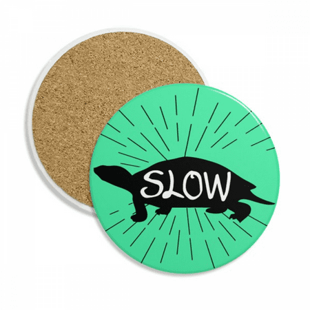 

Black Tortoise Animal Outline Natural Coaster Cup Mug Tabletop Protection Absorbent Stone