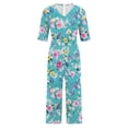 thumbnail image 5 of Edvintorg Women's Jumpsuits, Rompers & Overalls Summer Casual Loose Wide Leg Jumpsuit Pants with Pocket Vintage Printed Short Sleeve Holiday Jumpsuit, 5 of 5