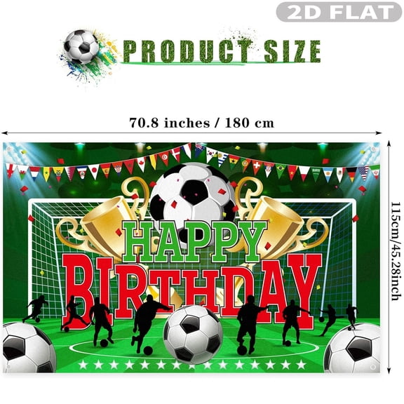 2D FLAT 1pc 2026 World Cup and Happy Birthday Flag, Soccer Party Polyester Backdrop Football Sports Themed Party Decoration Soccer Banner, Wall Hanging Decor Party Photo booth Props for Soccer Fans