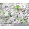 thumbnail image 2 of Soimoi Green Poly Georgette Fabric Leaves & Rose Flower Decor Fabric Printed BTY 42 Inch Wide, 2 of 3
