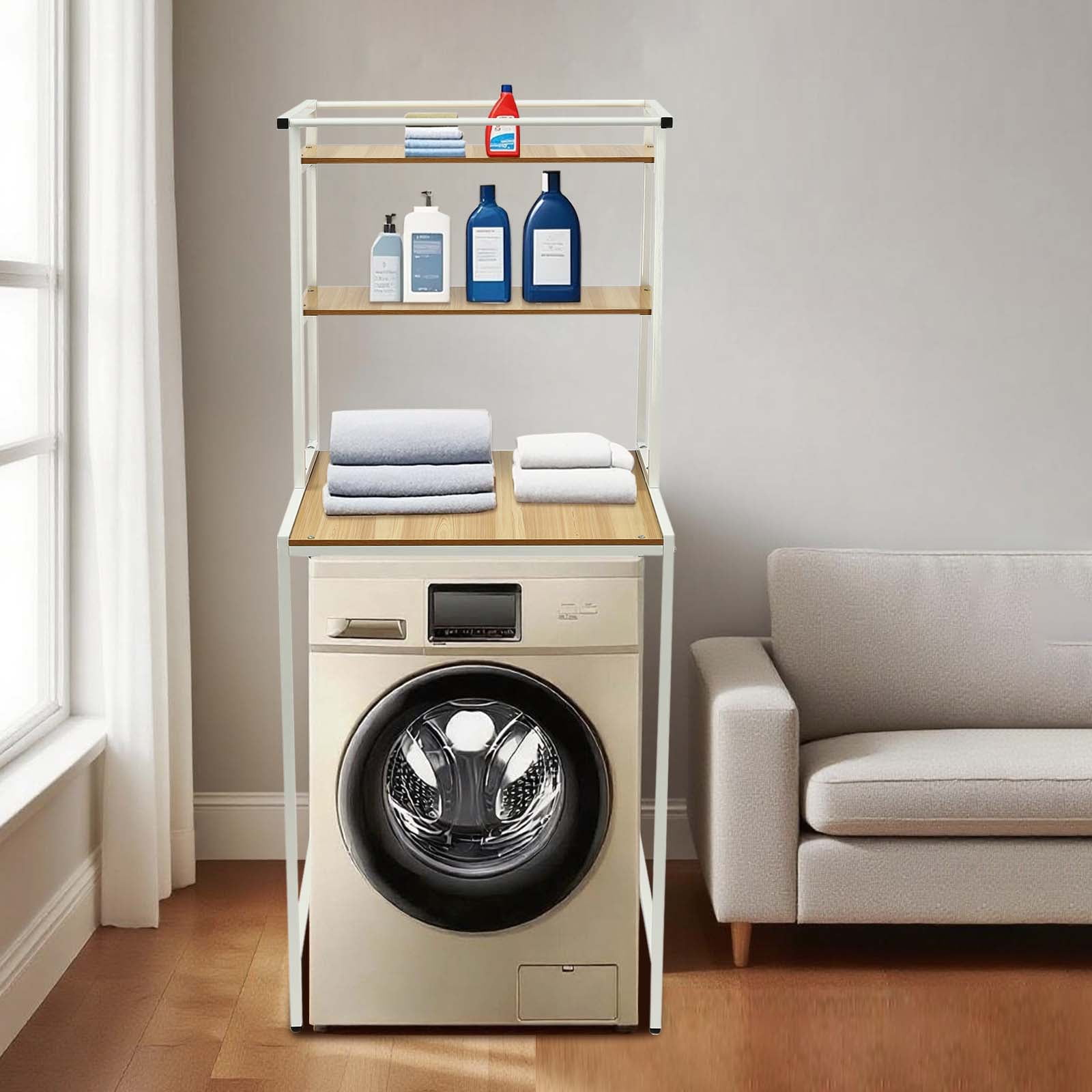 3-Tier Over Washer Dryer Storage Rack, Bathroom Laundry Shelf,Space Saving Organizer Rack for Laundry Room Bathroom Organization