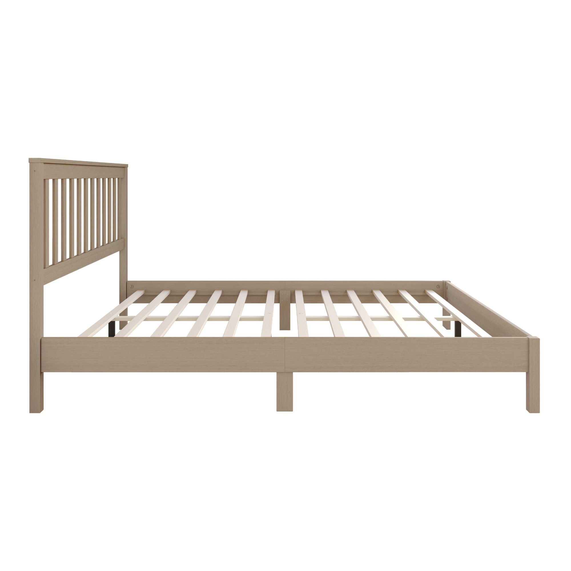 Home Design Fresno Twin Wood Platform Bed Frame with Open Slat Panel Headboard, Gray, Easy Assembly