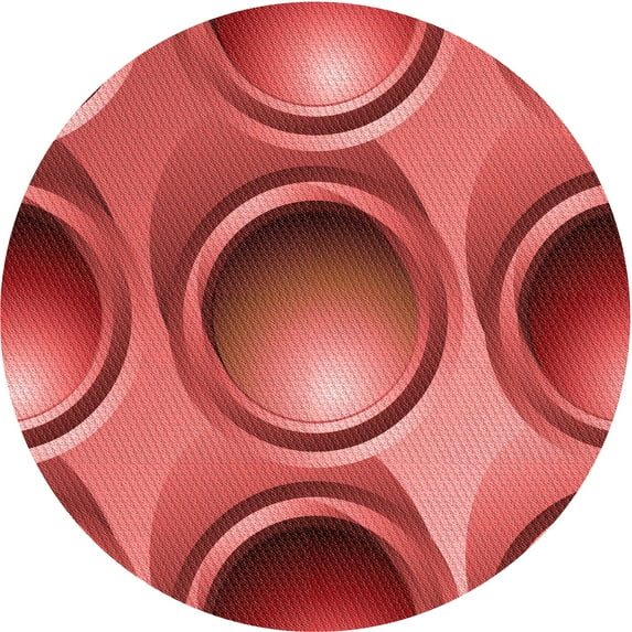 Ahgly Company Machine Washable Indoor Round Transitional Red Area Rugs, 7' Round