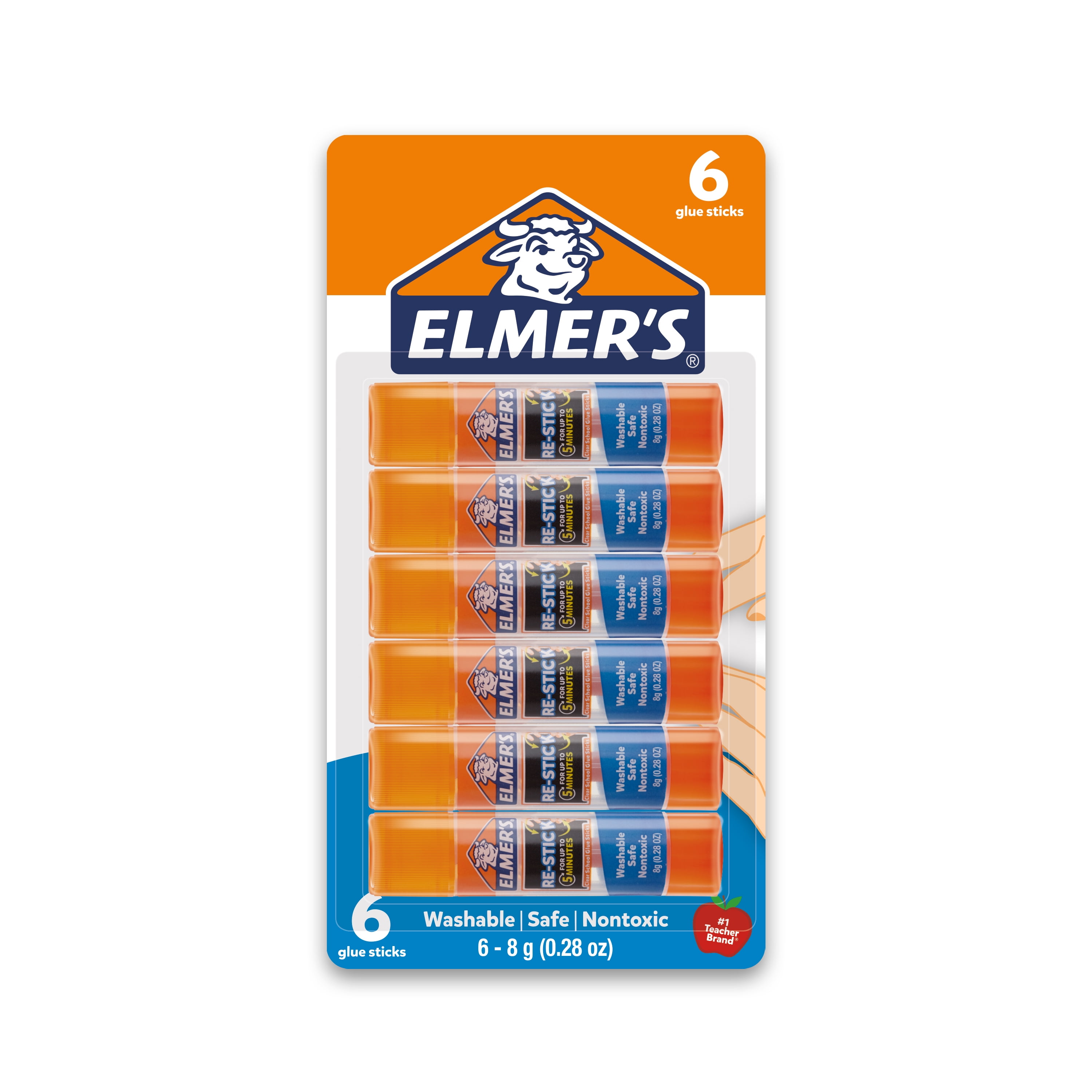 Elmer’s Re-Stick School Glue Sticks, 0.28-Ounces, 6 Count