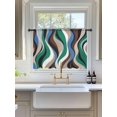 thumbnail image 3 of Sheer Curtains 54 Inch Length, Green Blue Brown Moire Semi Sheer Curtains Light Filtering Window Treatment, Modern Abstract Art Privacy Voile Drapes for Living Room Bedroom 52x54 Inch, 3 of 7
