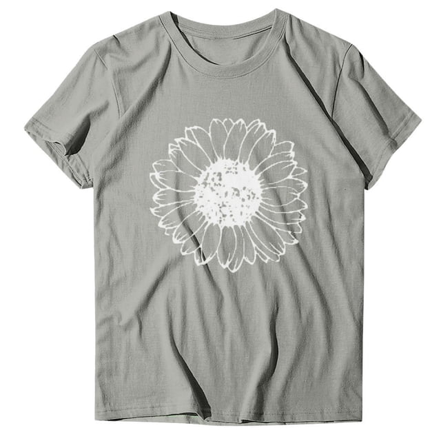 Gibobby Camisa De Invierno Mangas T camisa Mujeres Loose Tops Short Casual Blouse O cuello Impresión Mujer Blouse(Gris, S)