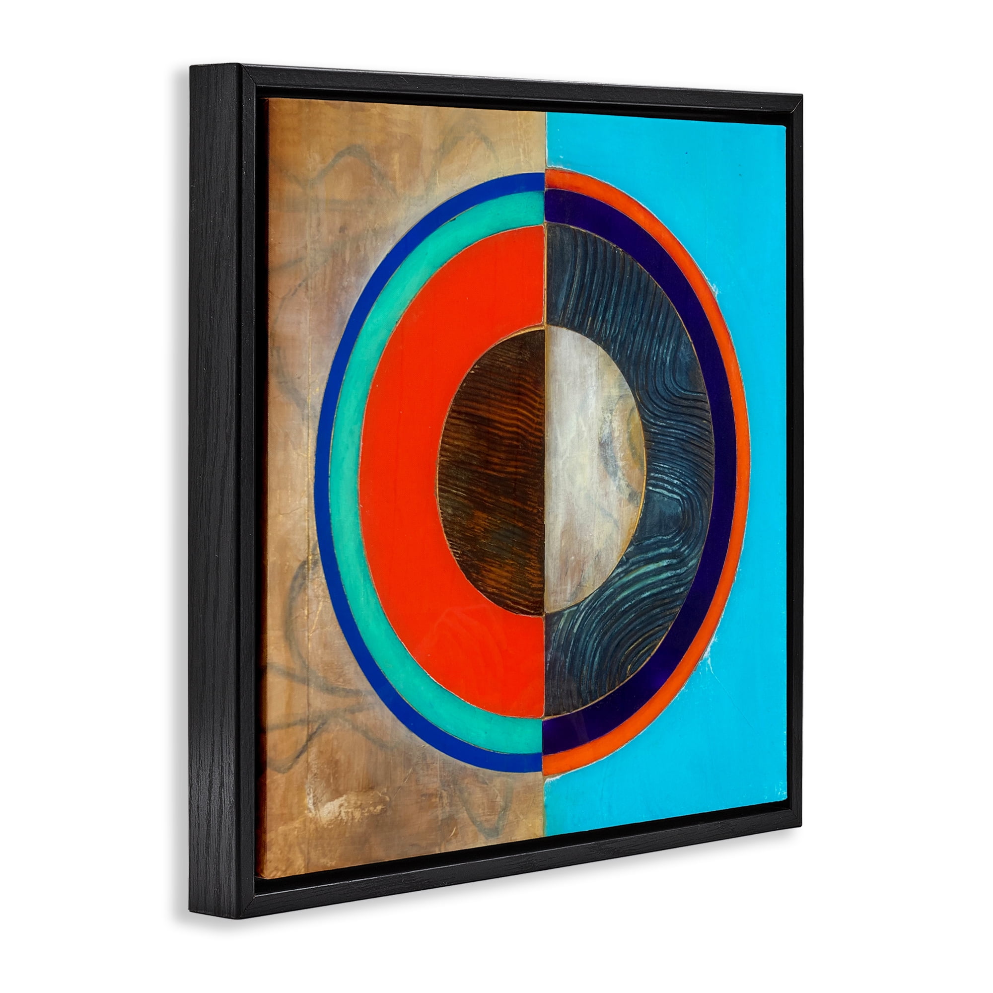 Stupell Industries Red Arc Summer Circle Black Framed Floater Canvas Wall Art, design by Matthew Finger