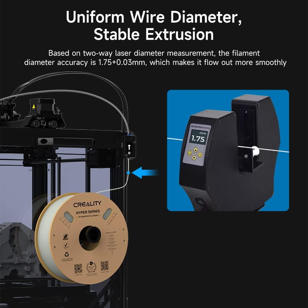 Creality Hyper PLA 1.75 mm Filament K1 Max/Ender 3 V3 SE/KE Fused Deposition Modeling 3D Printer Filament for Home Shcool Office Beginners 15kg/33 lbs Spool