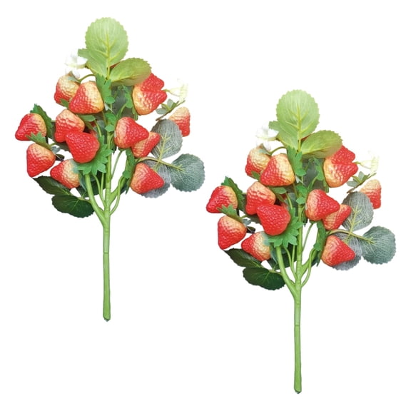 2 Pcs Artificial Strawberry Bouquet, Red Yellow Faux Fruit & 28cm Table Centerpieces for Home Kitchen & Wedding Party Decor