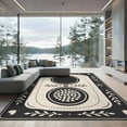 thumbnail image 2 of ODIKA 8'x10' Washable Area Rug Black Cream Geometric and Floral Design Elegance Rectangular Accent with Symmetrical for Living Room, Under Sectional, Family , Durable, Non-Slip, 2 of 7