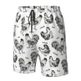 thumbnail image 4 of Cauagu Retro Rooster Print Men's Swim Trunks,Hawaiian Bathing Suit Swimsuits Beach Shorts with Pockets for Men Quick Dry Swimming Board Shorts-Large, 4 of 6