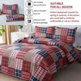 thumbnail image 4 of Quilt Set Queen/Full Size Lightweight Quilt Bedding Plaid Patchwork Bedding Twin Bedspread Coverlet Reversible Quilt Bedspread Microfibers Quilts for All Season, 4 of 7