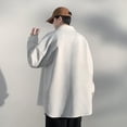 thumbnail image 3 of Styesk Jackets for Men Man Solid Color Button Loose Large Size Lapel Coat, 3 of 7