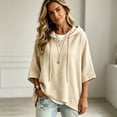 thumbnail image 4 of Women's Oversized 3/4 Sleeve Sweatshirt, Loose Fit Drawstring Shirt, Lightweight Casual Fall Outwear, 4 of 6