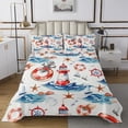 thumbnail image 1 of Erosebridal Nautical Bedspread Sets Queen Size, Anchor Compass Bed Quilt, Lighthouse Room Decor, 3 Pieces, 1 of 5