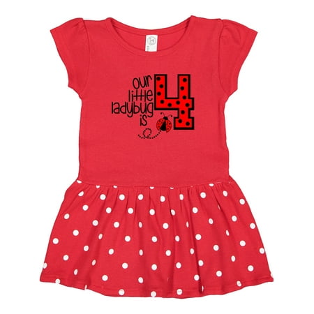 

Inktastic Our Little Ladybug is 4 Gift Toddler Girl Dress