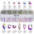 thumbnail image 3 of 1101Pcs Holographic Color Nail Rhinestones for Nail Art Shiny Crystal AB Nail Diamonds Gems Stones 3D Flat Back Multi Size Shape Nail, 3 of 4