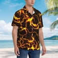 thumbnail image 3 of Pofeuu Orange Lightning Print Hawaiian Shirt for Men Sleeves Casual Button Down Summer Beach Dress Shirts T-Shirts,Small, 3 of 7