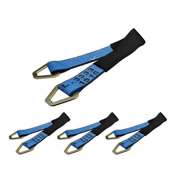 Mega Cargo Control USA 2” x 24” Off-Road Axle Tie-Down Straps (4-Pack) - WLL: 3333 lbs - Blue