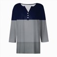 thumbnail image 4 of Towmus Womens Tops Button Down Shirts 3/4 Sleeve V Neck Cotton Women's Casual T-Shirts Cute Tunic Tops Basic Tees Blouses Loose Fit Pullover Shirt, 4 of 5