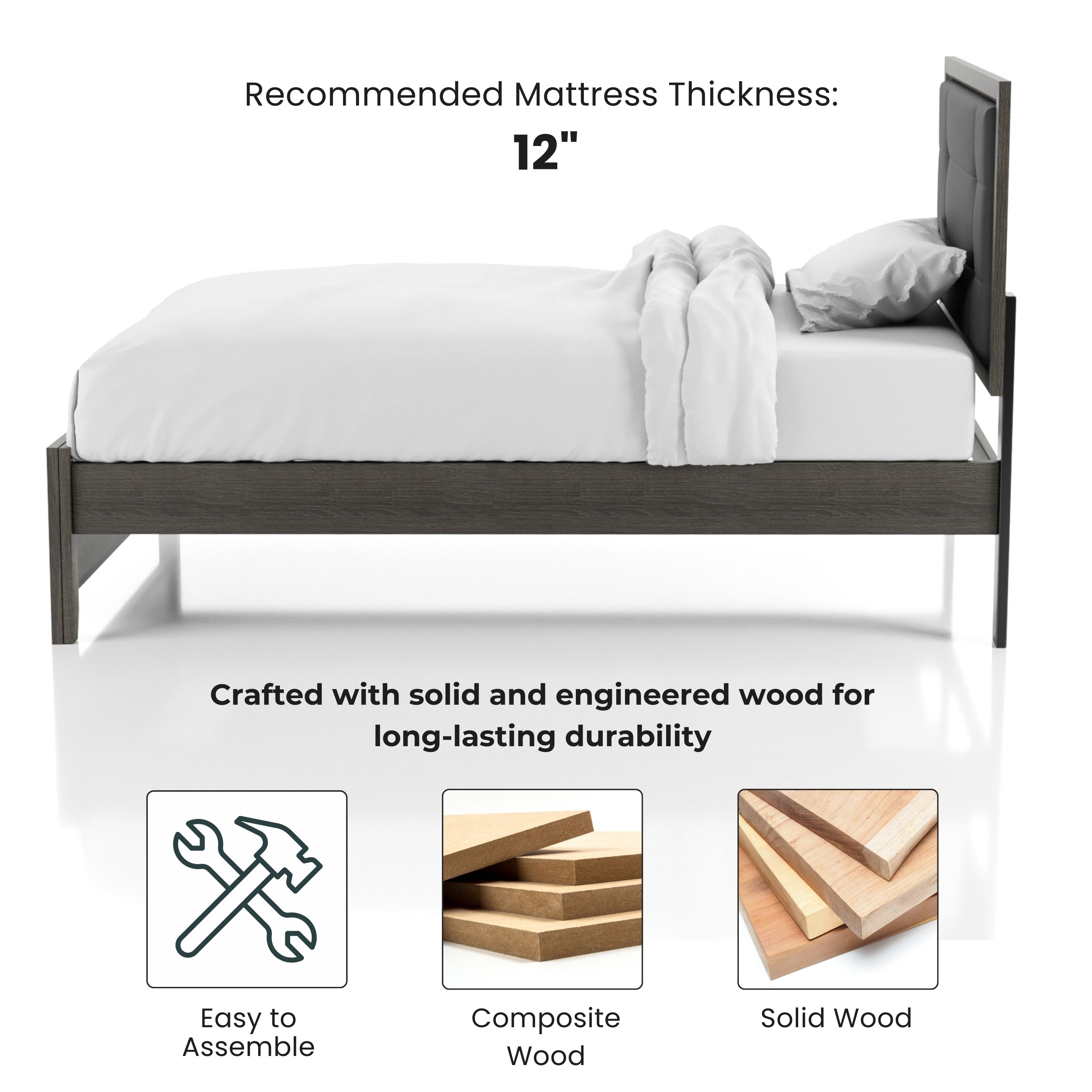 Furniture of America Jaq Wood Gray and Charcoal Twin Panel Kids Bed
