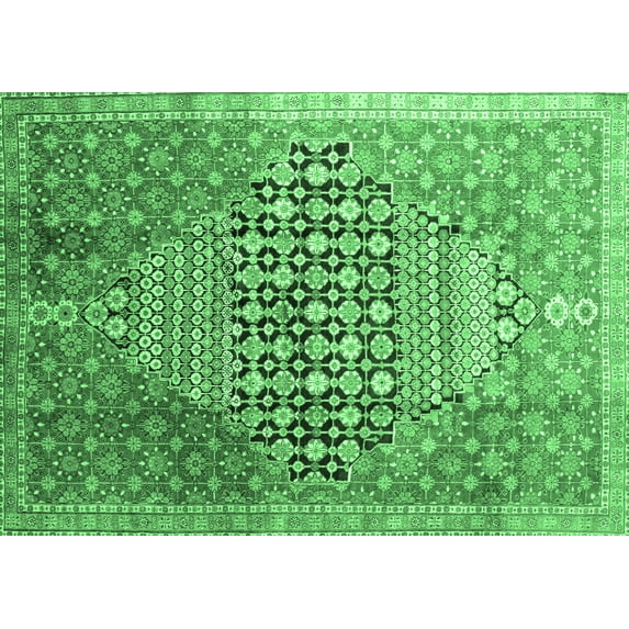 Ahgly Company Indoor Rectangle Persian Emerald Green Traditional Area Rugs, 5' x 8'