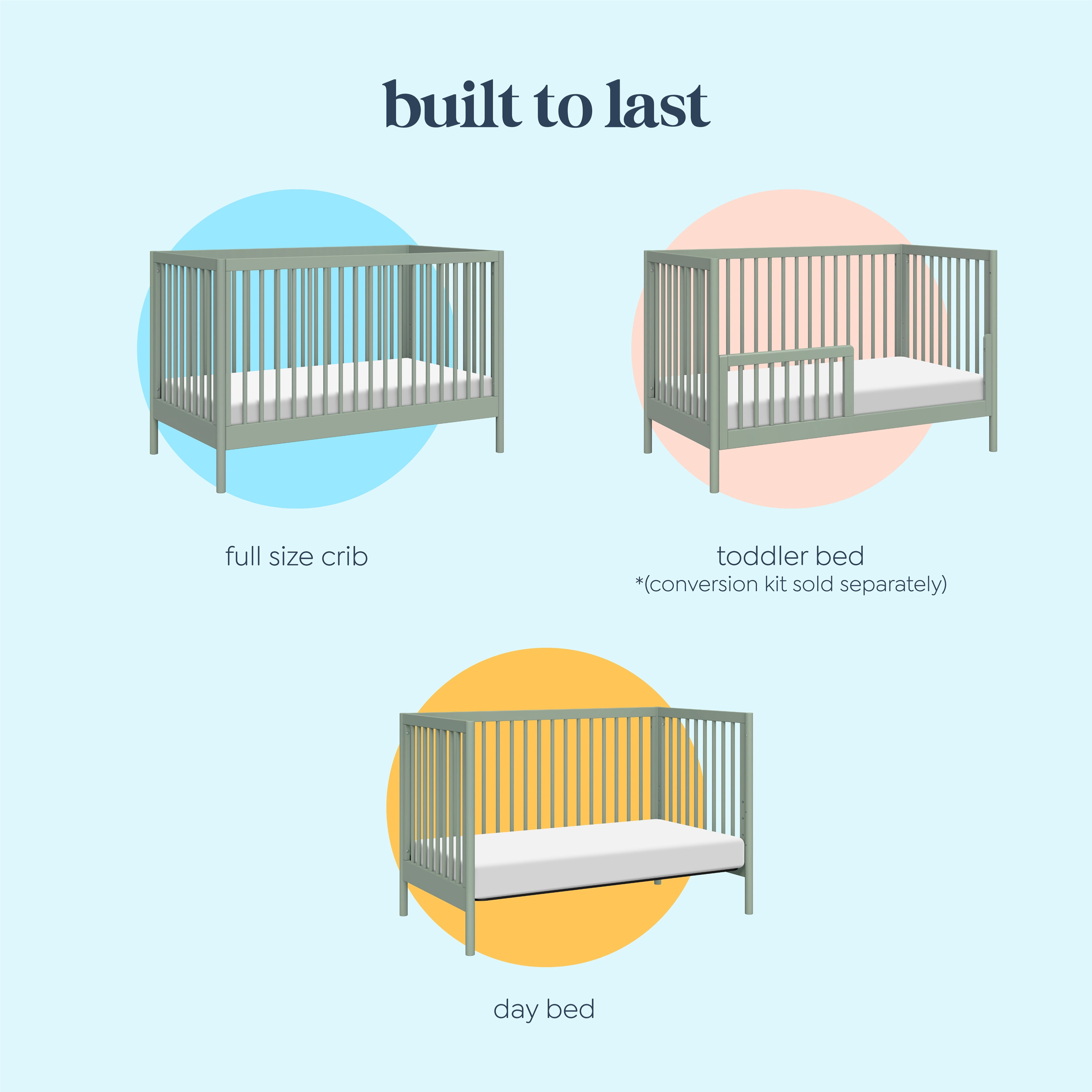 daVinci Birdie 3-in-1 Convertible Crib, Light Sage