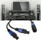 thumbnail image 1 of Cable divisor de altavoz cable adaptador de ruptura de altavoz Plug and Play flexible 1 hembra a 2 macho para amplificador de potencia para monitor de escenario, 1 of 8