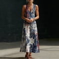 thumbnail image 5 of Dresses for Women 4th of July Sleeveless Deep V Neck Maxi Dress Summer Patriotic Button Flowy Long Sundress with Pockets Beach Vacation, 5 of 7