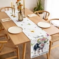 thumbnail image 3 of Spring Pig Table Runner - 72 Inch Long Butterfly Botanical Floral Summer Cotton and Linen Blended Dress Scarves Farmhouse Table Runner for Kitchen Dining, Coffee Table, 13" x 72", 3 of 8